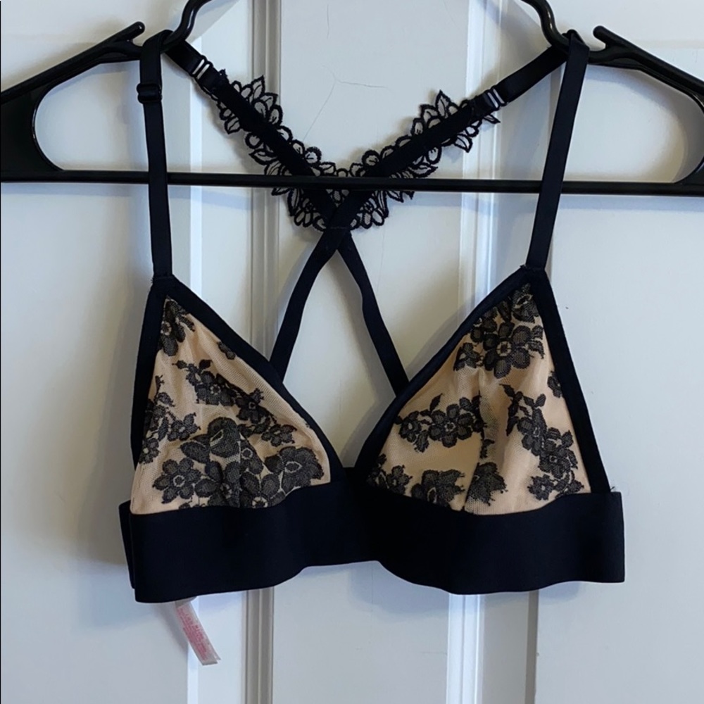 VS Pink Lace Floral Bralette